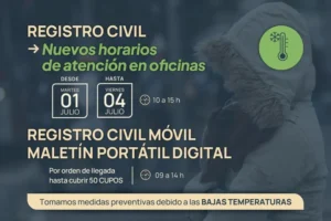 Por bajas temperaturas, el Registro Civil modifica su horario de atención 