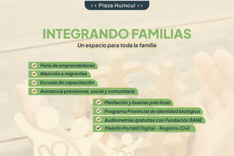En Plaza Huincul se realizará la jornada “Integrando Familias”